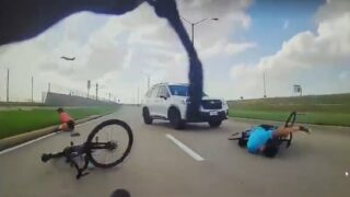 Wild Video Shows Cyclists Being Knocked Off Bikes, Run Over By Brazen Driver