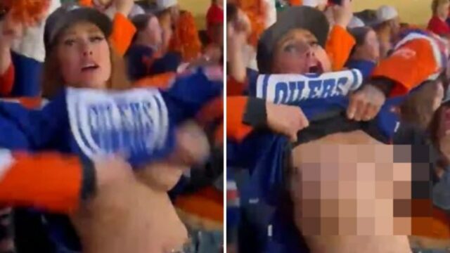 WATCH: Oilers Fan Flashes Crowd Uncensored Full CloseUp Video