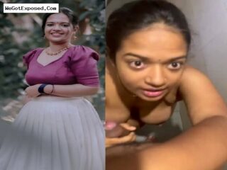 Desi girl in bathroom gives blowjob to boyfriend