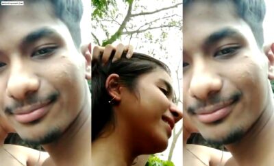 Young College lovers enjoying outdoor sex