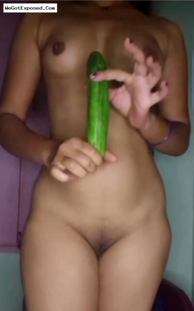 Horny Desi Girl Nude and Masturbating with Cucumber in Her Pussy